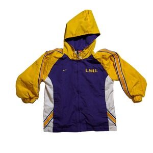 Nike Windbreaker Jacket‎ Kids 4T Purple Gold Excellent LSU Tigers Hooded Zip